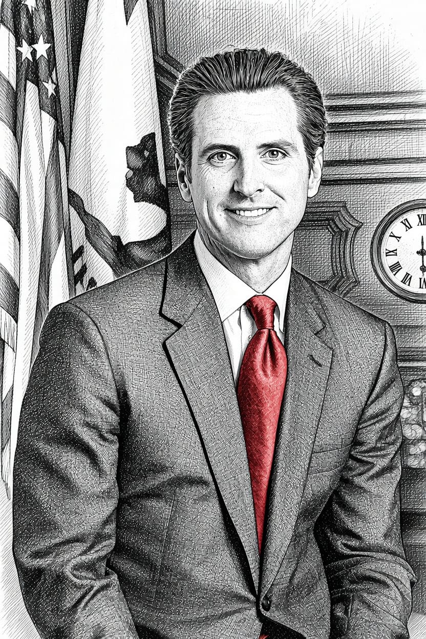 Illustration of Gavin Newsom