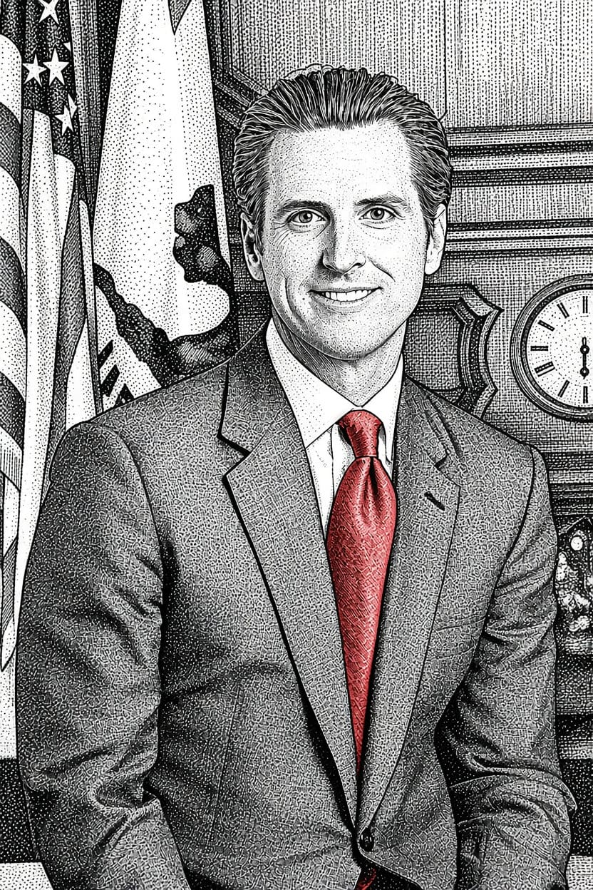 Illustration of Gavin Newsom