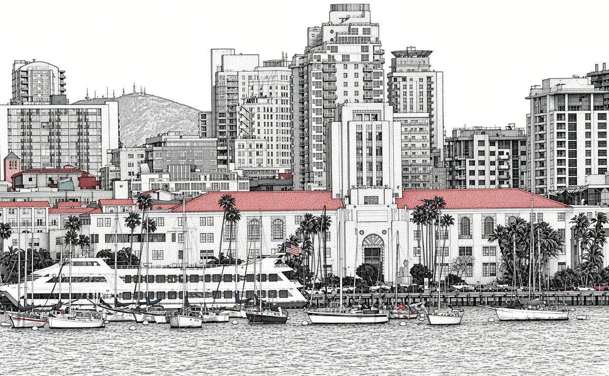 Ilustración del Centro de Administración del Condado de San Diego