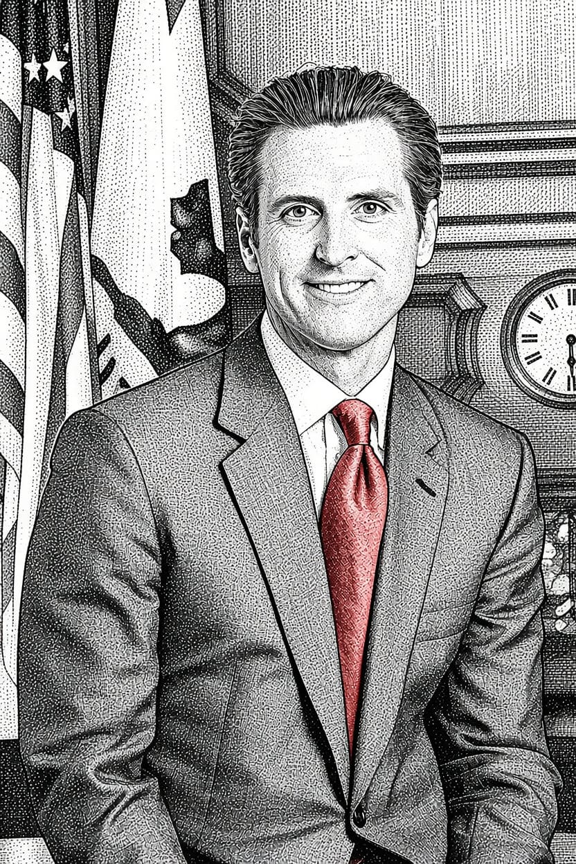 Ilustración de Gavin Newsom