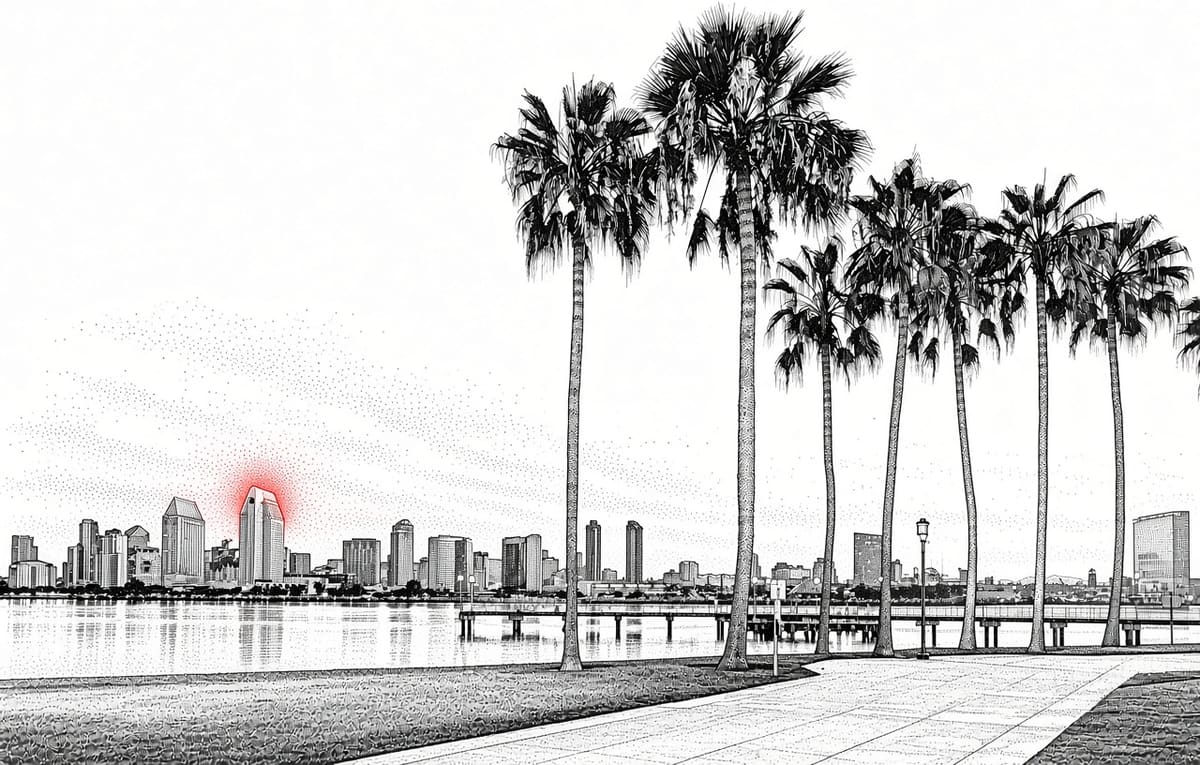 Ilustración del horizonte del centro de San Diego